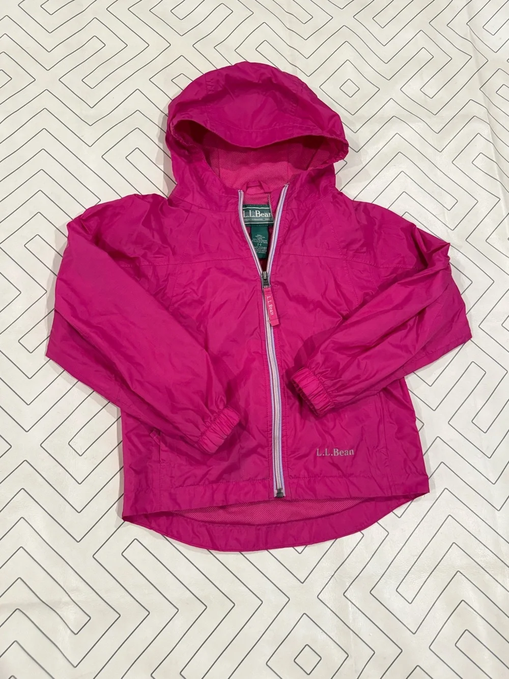 L.L. Bean Girls' Pink Hooded Rain Jacket